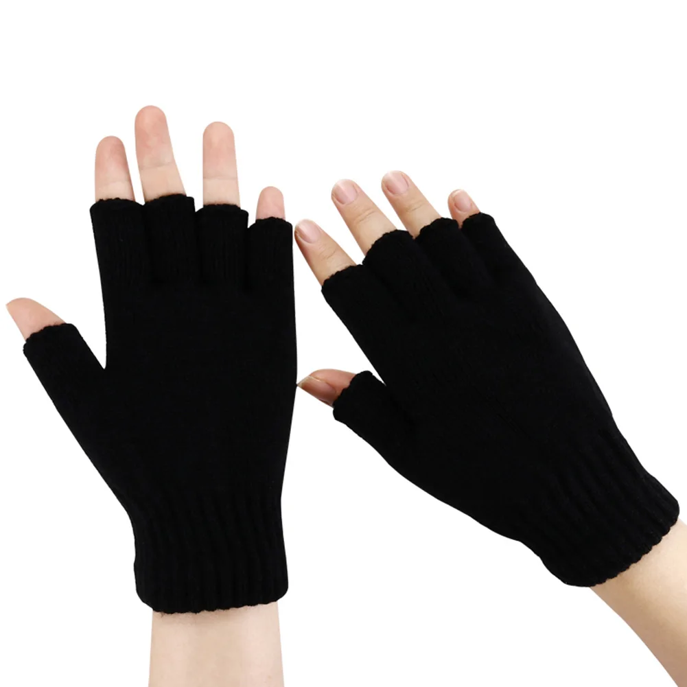 1pair Rechargable Heated Gloves Fingerless Knitted Wrist Glove Men Women Electric Heating Gloves Hand Warmer Cycling Accessories