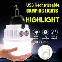 Solar LED Light Bulb USB Rechargeable Camping Light 1200mAh Portable Outdoor Searchlight Multiduty Hanging Lamp with Flashlight