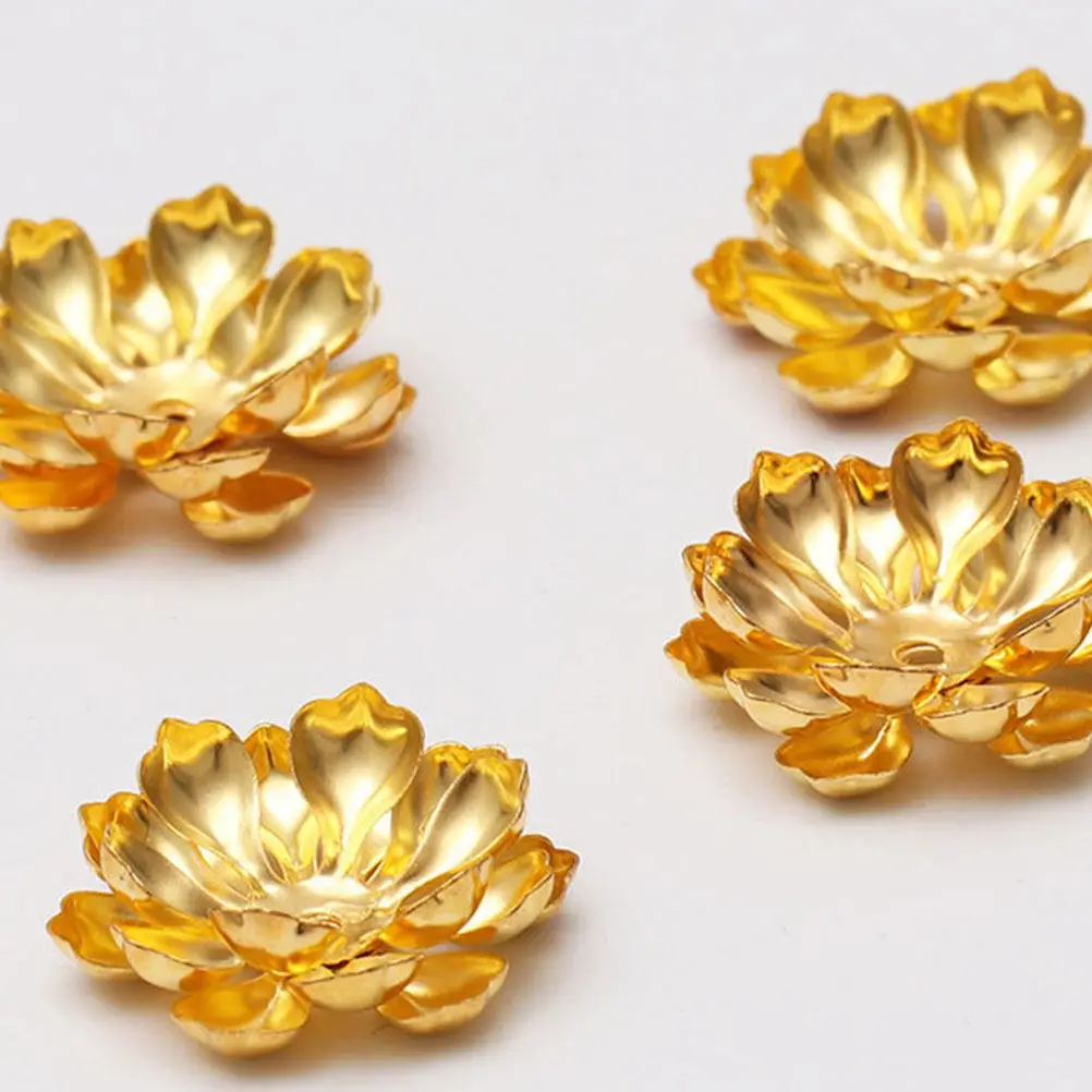 

50 шт. металлических подвесок в форме лотоса 21 мм для рукоделия, многослойных украшений, аксессуаров для подвесок в виде листьев, золотистые подвески для DIY-проектов