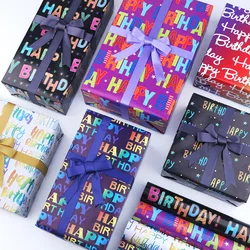 6 Pcs Folded Flat Birthday Gift Wrapping Paper Sheet for Boys Girls Men Women Birthday Party Gift Decor