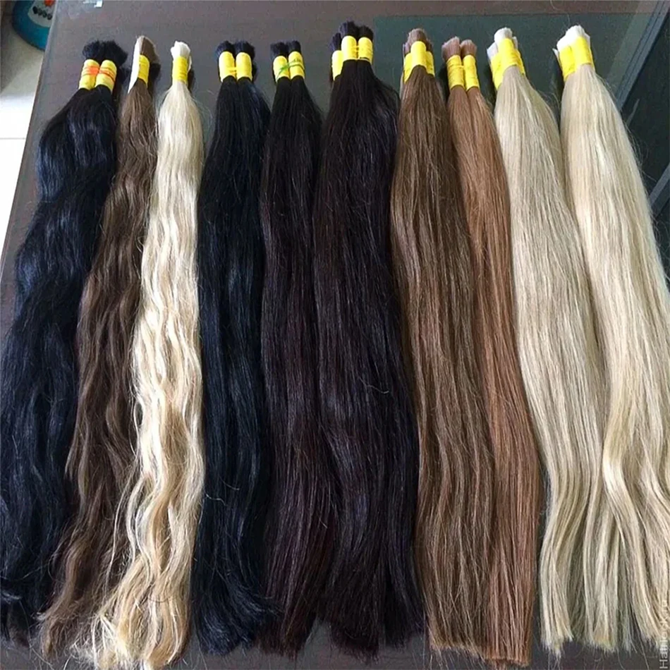 Highlight Straight Human Hair 100% Natural Virgin Weaving Unprocessed Smooth For Braiding Bulk Extensiones Increase Hair Volume
