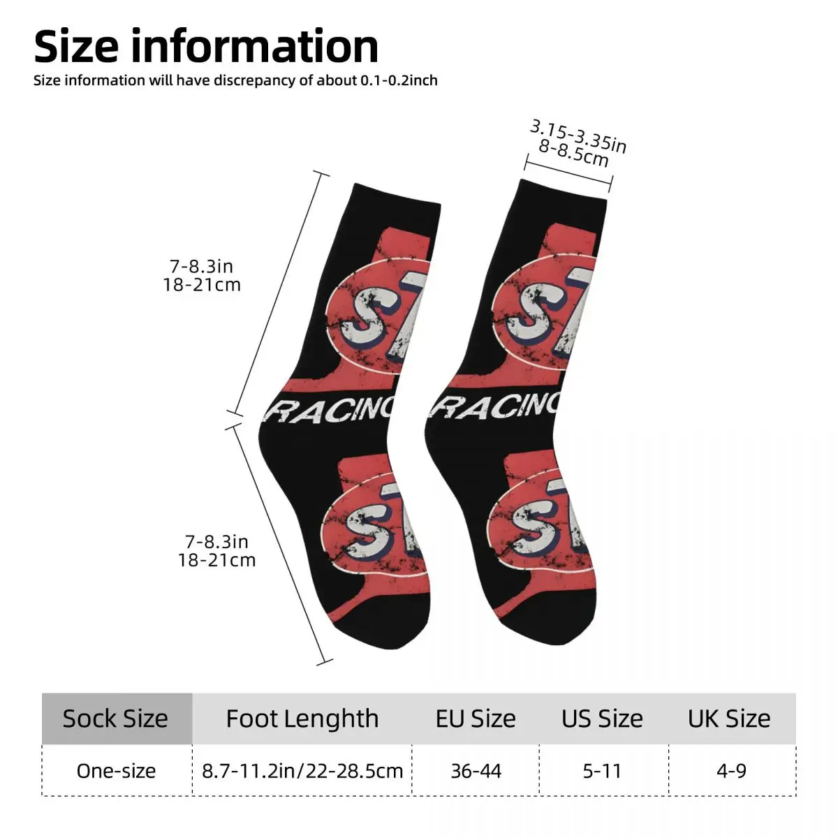 Retro Racing Men's compression Socks Unisex STP Street Style Pattern Printed Novelty Crew Sock