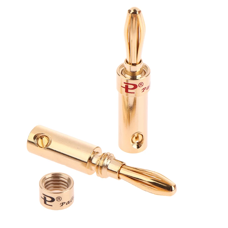 4mm Banana Plug Gold-Plated Copper Musical Audio Adapter Plugs with Screw Lock Speaker Amplifier Cable Wire Banana Connectors