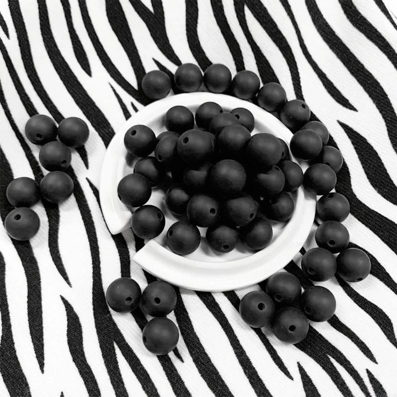 Set Rantai Dot DIY Manik-manik Menyusui Bulat Bayi Manik-manik Silikon 12Mm 15UB