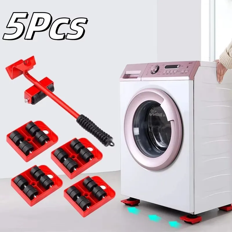 2/5Pcs Heavy Duty Furniture Lifter Transport Mover Lifter Slides Wheel Easy Furniture Hand Mover Tool Set Wheel Roller Bar