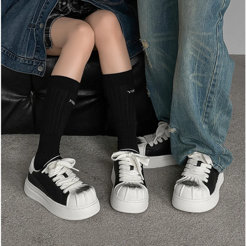 Unisex Sneakers Women Shoes for Men Tennis Vintage Y2K Quality Dirty Leather Punk Skateboard Shoes Couple Sports Casual Shoes
