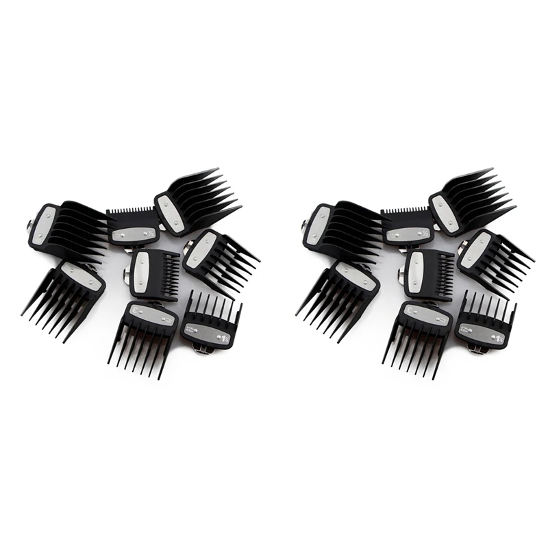16Pcs Cutting Guide Comb For Wahl With Metal Clip 3171-500,Fits For Multiple Size Wahl Clippers Black