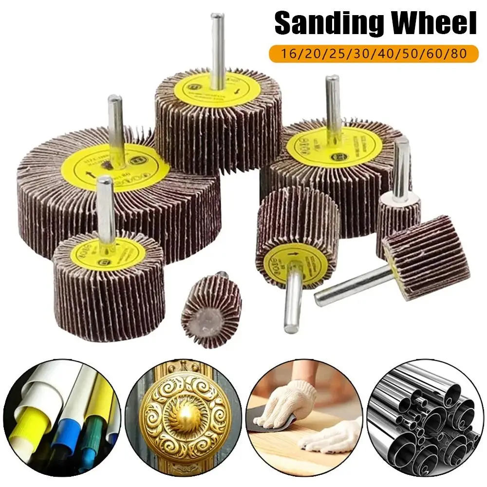 

1Pcs 6mm Shank Grinding Wheel Grinding Accessories Abrasive Sanding Flap Wheel 80 Grit 16-80mm Sandpaper Polishing Disc