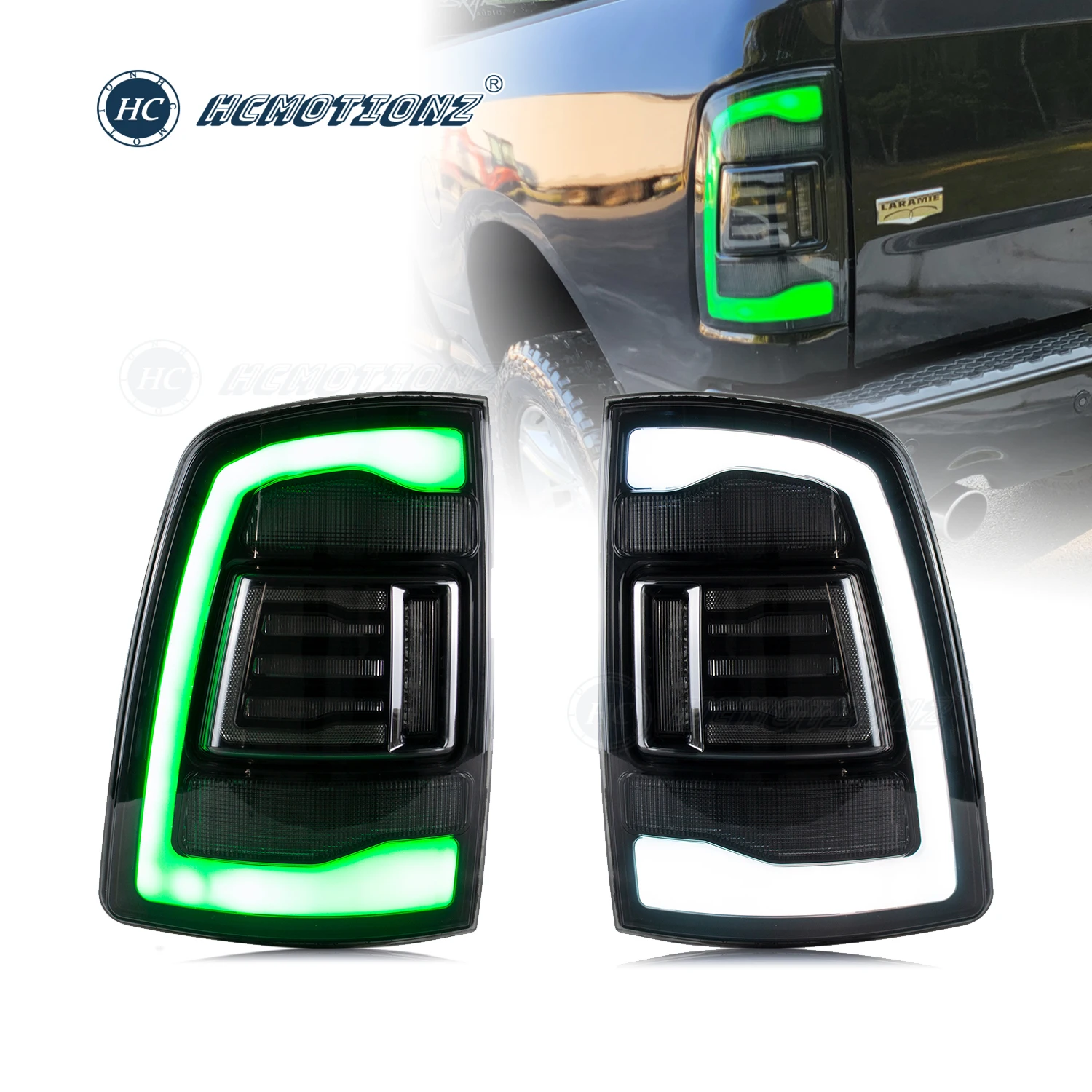 HCMOTIONZ LED RGB Tail Lights for Dodge Ram 2009-2018 1500 2500 3500 4500 5500 Sequential Red Signal Rear Lamps Assembly