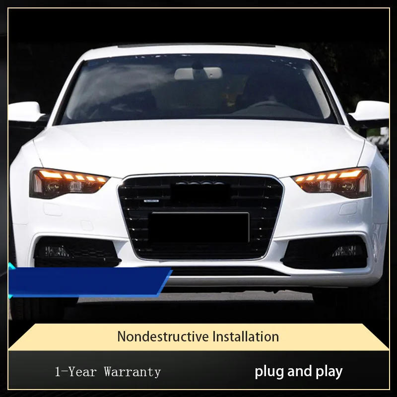 تصفيف السيارة لأودي A5 2008-2016 المصباح الأمامي DRL المصباح بدوره إشارة تسليط الضوء على كامل LED عكس اكسسوارات السيارات الديناميكية #3