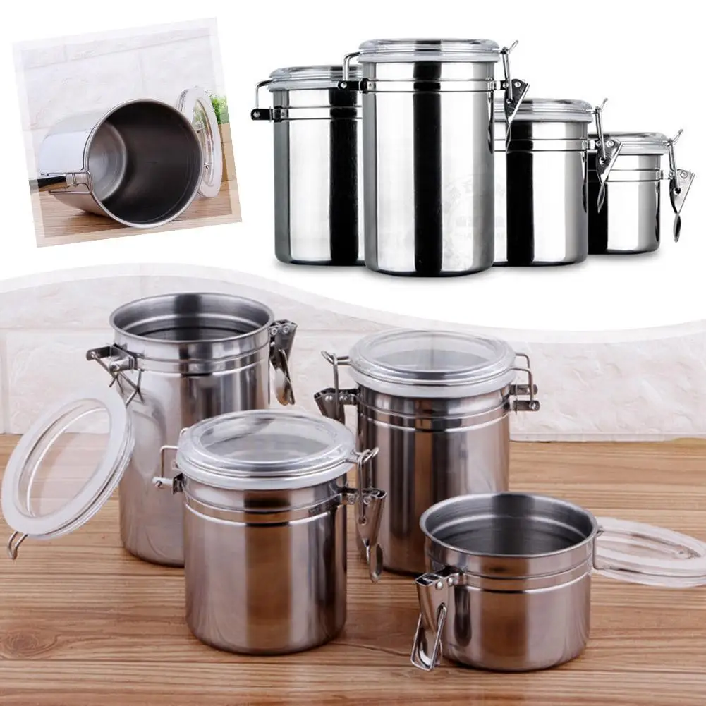 1 шт. Герметичные банки из нержавеющей стали, измельченная банка для кофе, молока, порошка, Пряжка для хранения зерна чая, табак, подарки, коробка для хранения, влажность N2E2