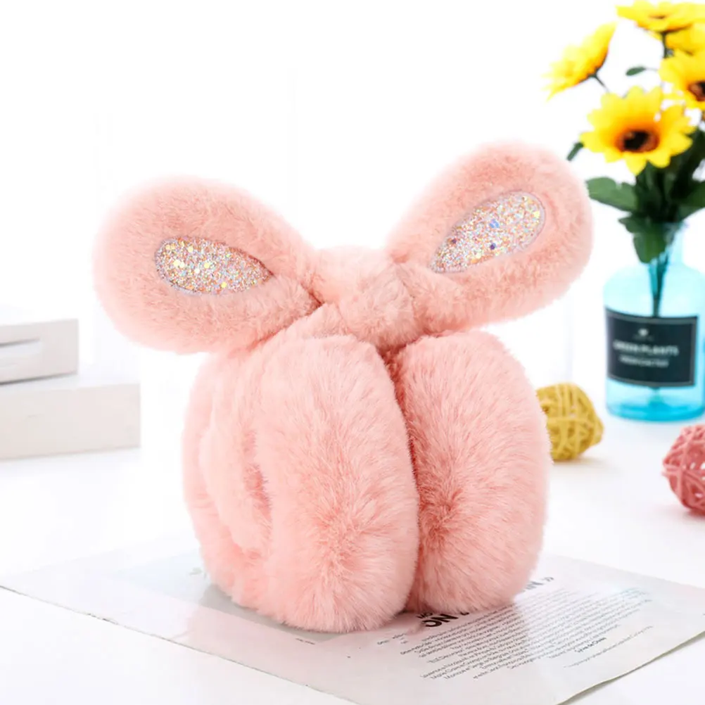 Glitter Rabbit Muffs For Winter Warm Covers Cute Windproof Reusable Washable Ear Protectors Soft Ear Warmer