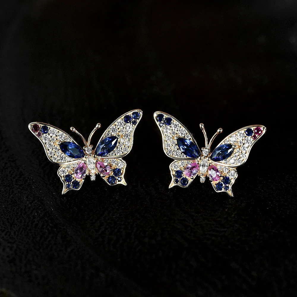 

Новые серьги из серебра 925 пробы с культивированным синтетическим сапфиром 0,3 карата 2,5*5, цвет василек, универсальные серьги с градиентом, свадебные украшения