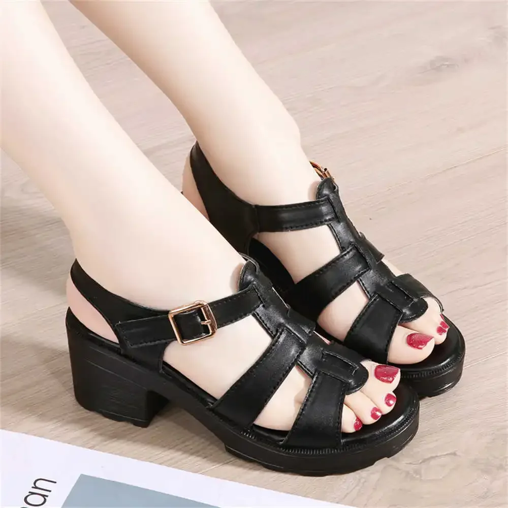 

Wide Heel Real Leather Woman's Teenage Fashion Sneakers Ladies Slippers And Sandals Shoes Summer Sandals Girl Sport Tenis