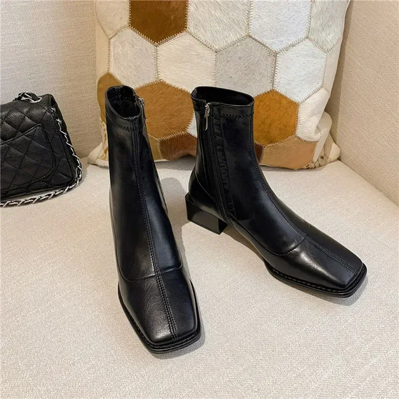 

Fashion Style Ankle Boots Women Shoes Zippers Low Heel Bota Ladies Comfort Morder Short Bootties