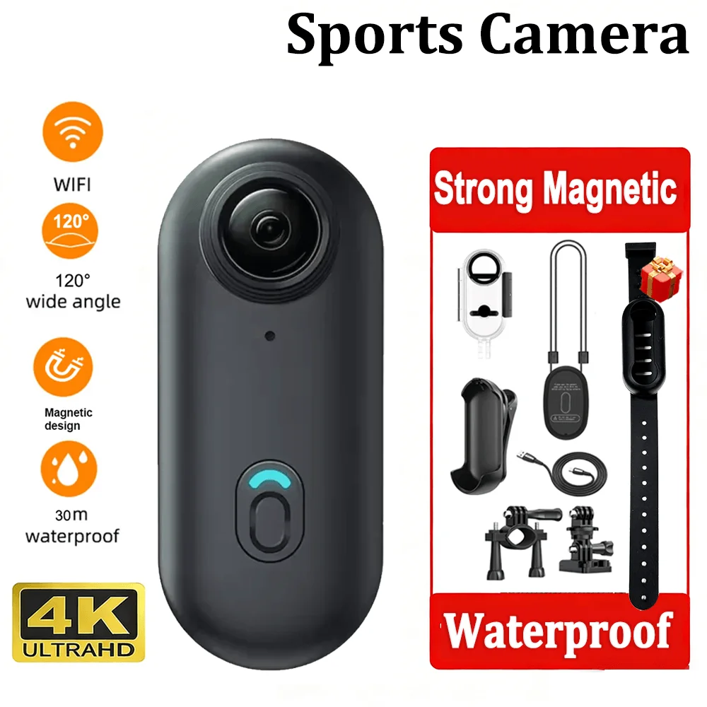 AliExpress WDSZKMYF Magnetic Mini Action Camera 4K WiFi HD POV Wireless Pocket Video Vlog Cam Helmet Motorcycle Bicycle Sports Holder Mount Recorder