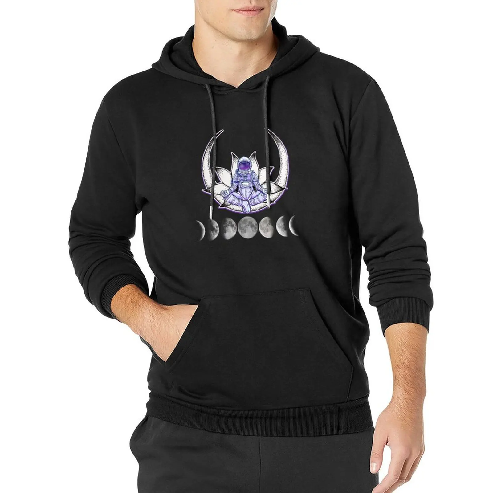 Meditating Astronaut Moon Cycle Pullover Hoodie autumn clothes new features of hoodies & sweatshirts