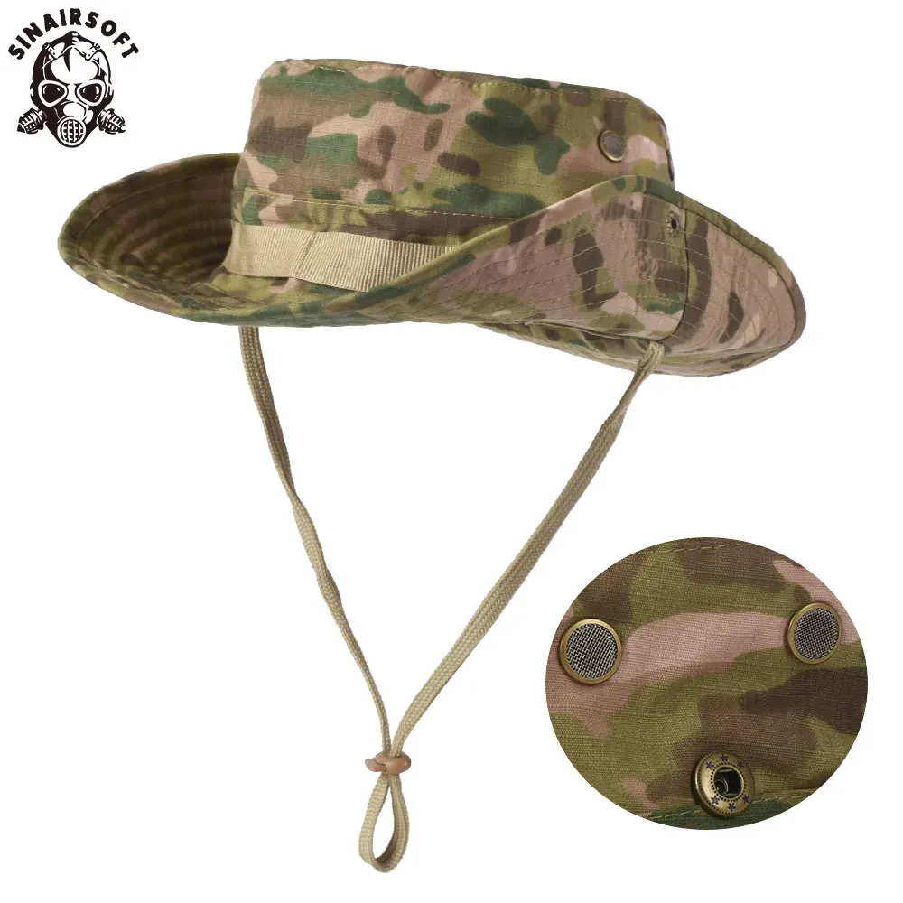 

SINAIRSOFT Camouflage Tactical Cap Boonie Hat Caps Camo Men Outdoor Sports Sun Bucket Cap Fishing Hiking Hunting Hats