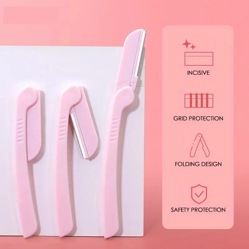 5/3 قطعة السيدات ماكينة حلاقة الوجه أداة قص الحواجب المحمولة الوجه الحلاقة العين الحاجب شفرات تشكيل مقص إزالة الشعر أدوات التجميل