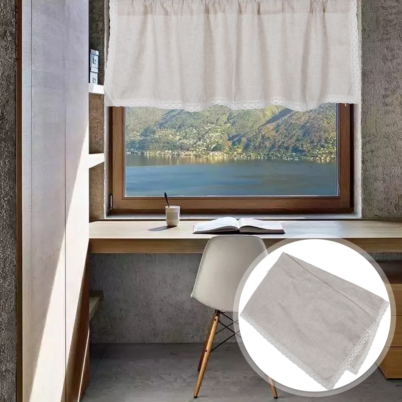 

Rustic Linen Short Curtain Valance Farmhouse Style Kitchen Bathroom Windows Vintage Cafe Window Curtain Farmhouse Curtains Short