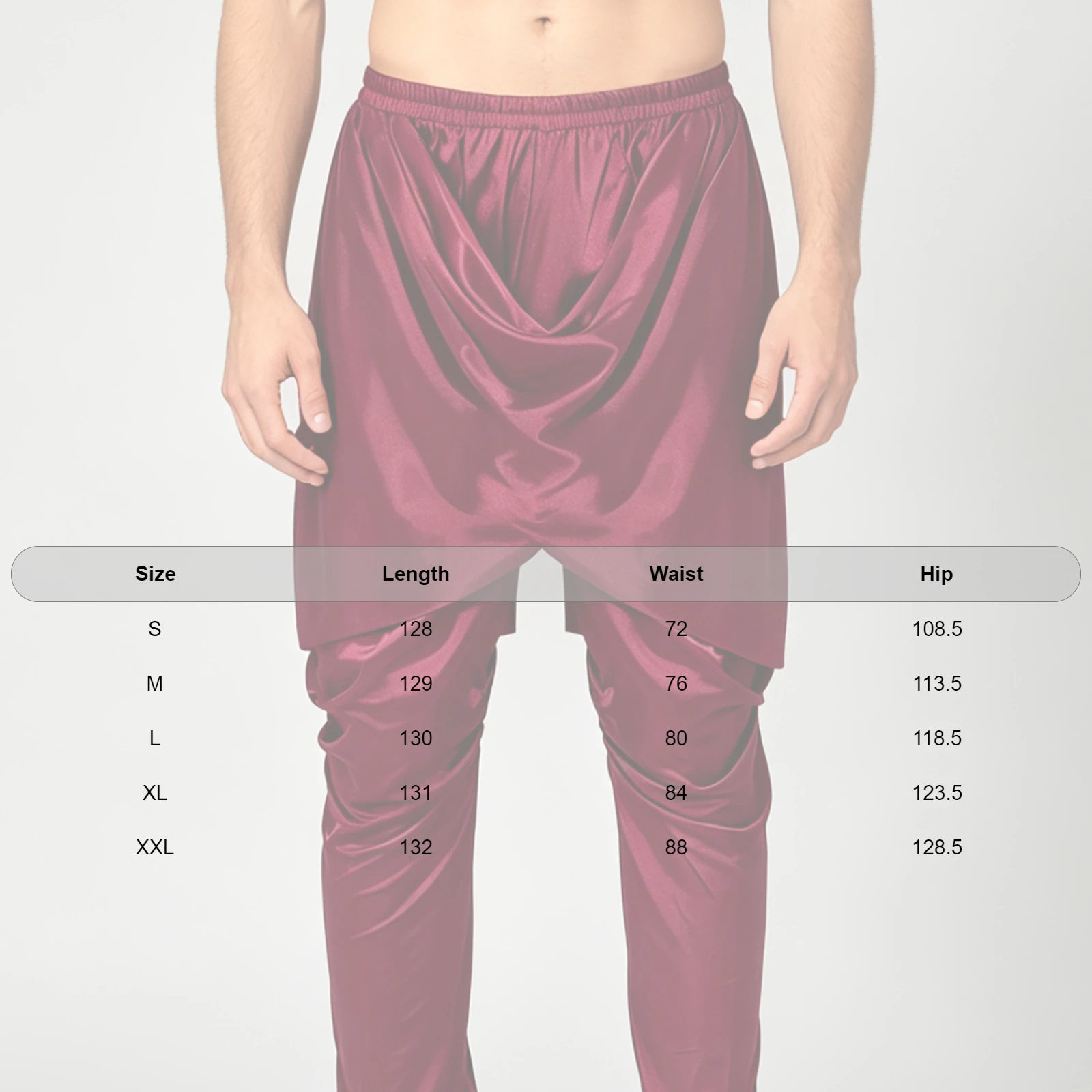 Men Arabian Costume Satin Dhoti Pants Casual Cross-wrap Draped Baggy Trousers for Halloween Egyptian Pharaoh Cosplay Trousers view 6