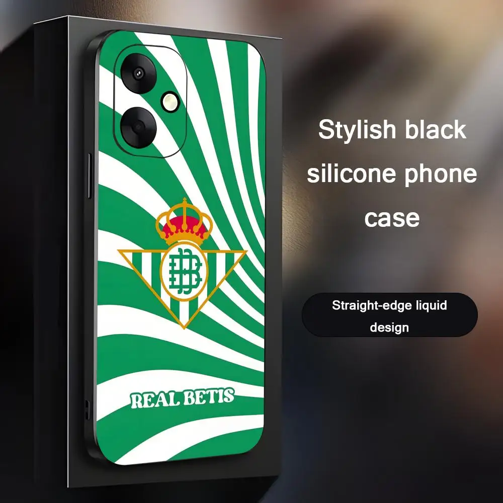 Funda de Teléfono R-Real Luxury B-Betis-s para Xiaomi Redmi 14C 13C 12C Note 15 14 13 12 11 Pro Plus S, Funda Protectora Negra Suave