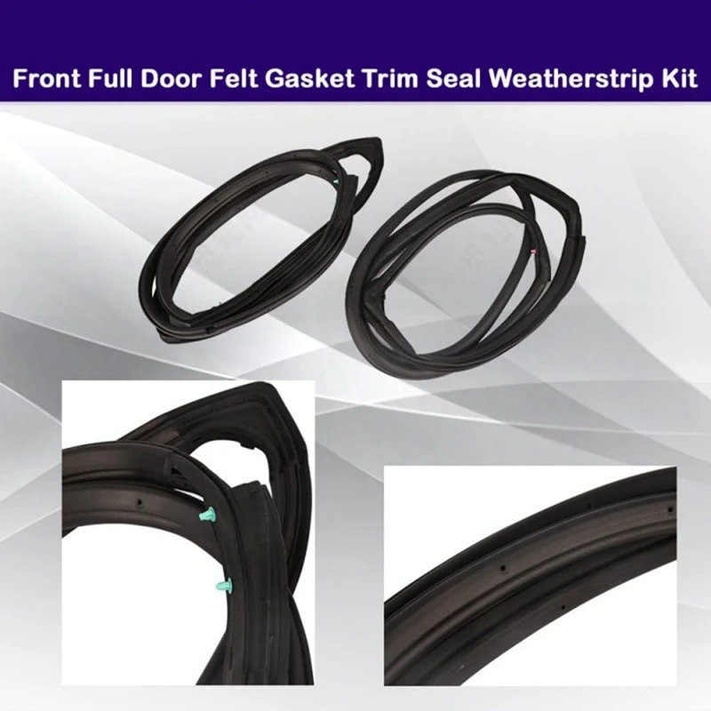 Front Door Weatherstrip Seal Set For Jeep Wrangle JK 2007-2018 Full Door Felt Gasket Trim Seal 12303.21 12303.22 Replacement