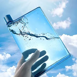 Botella de agua plana delgada reutilizable transparente gelible 420 ml portátil - Se adapta al bolsillo y el rincón aleatorio para la escuela, deportes, viajes, comedor
