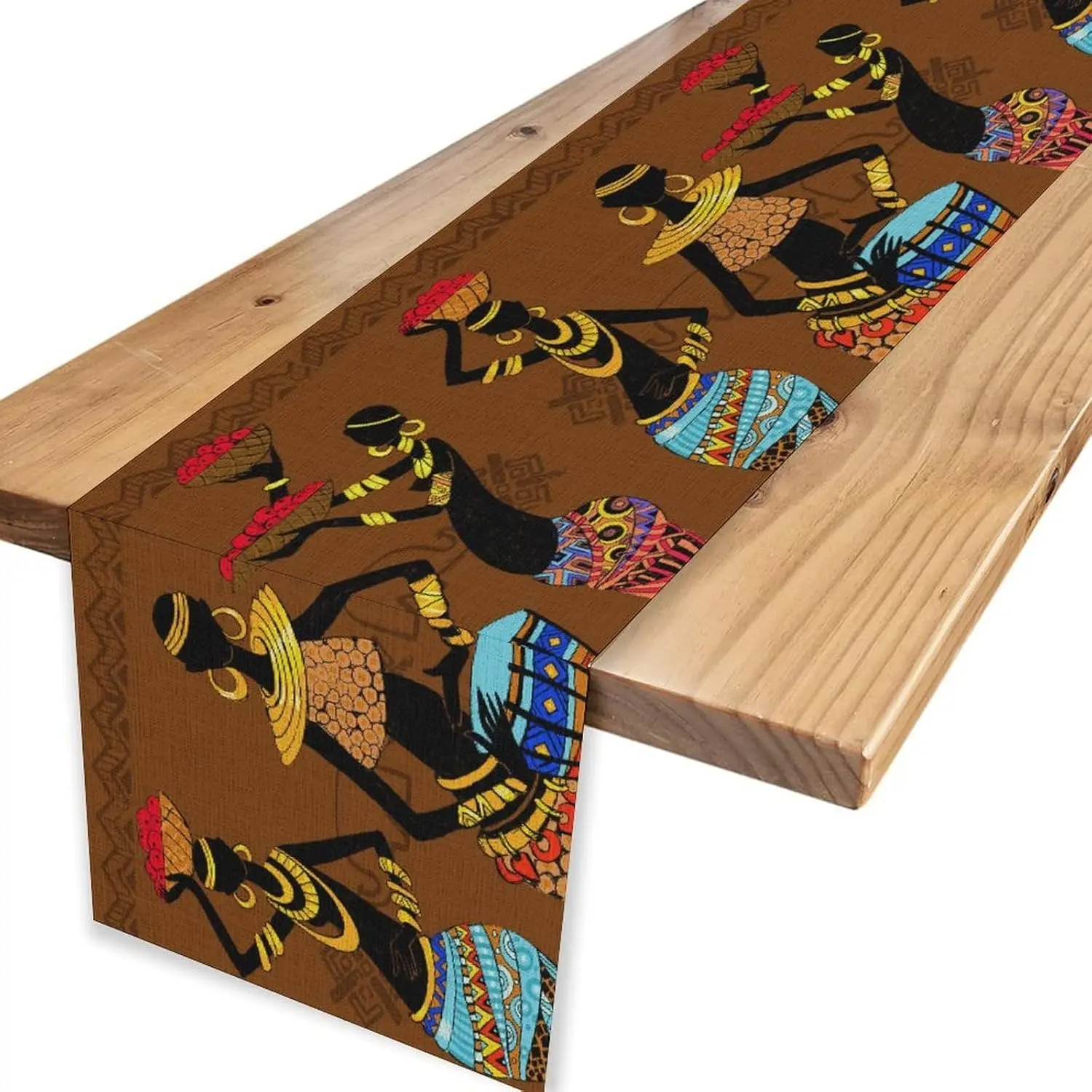 African Woman Ethnic Tribal Linen Table Runner Party Decor Washable Farmhouse Kitchen Dining Table Runner Wedding Decorations