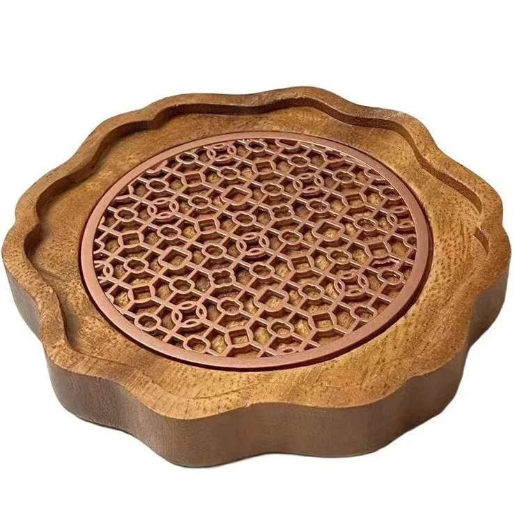 Walnut coasters wooden wave insulating mat hollow household water storage tea mat dry brewing table