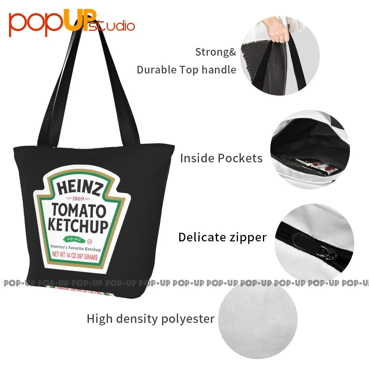 Heinz Americas Favorite Ketchup Graphic 80S anni \'90 borse retrò borsa per la spesa riutilizzabile borsa a tracolla