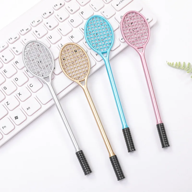 24 Pcs Wholesale Creative Simulation Tennis Racket Neutral Pen Black 0.5mm Badminton Racket Pen Wholesale Student Stationery