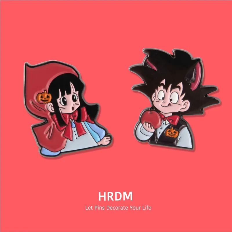 2PCS Goku Chichi Pins Pendant Anime Dragon Ball Badges Manga Brooches for Bag Backpack Clothing Lapel ACG Cosplay Toy Gift Decor