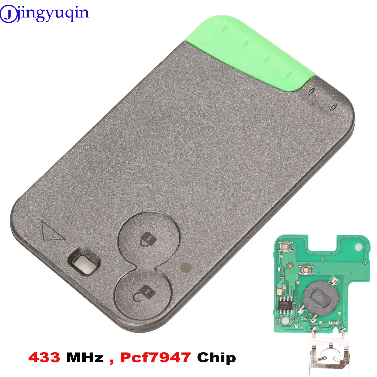 jingyuqin New 5pcs 433 MHz PCF7947 Chip 2 Button Remote Card Smart Car Key For Renault Laguna Espace Velsatis Uncut Blade