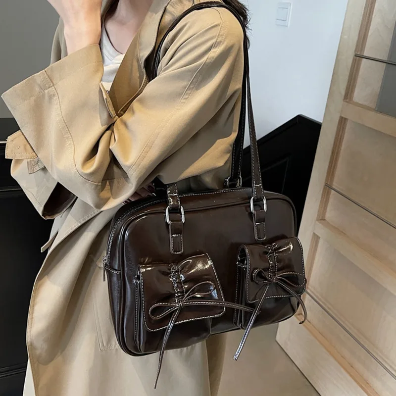 

Women Handbags 2025 Spring New Fashion Trend PU Leather Tote Bags Ladies Black High Capacity Backpack Underarm Shoulder Bags