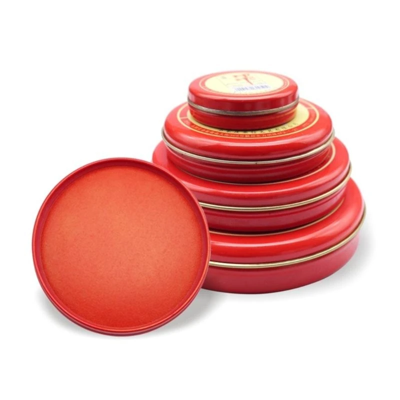 Red Stamp Pad Chinese Pad Red Ink-Paste Quick-Drying Red Stamp Pad Round Yinni Pad for Crisp & Clear