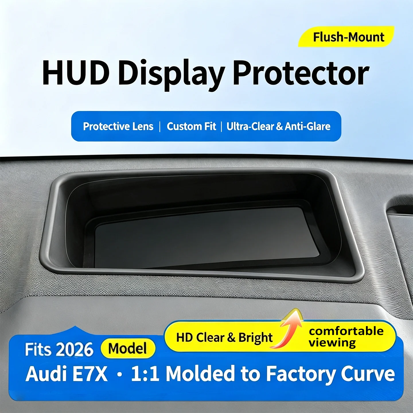 For Audi E7X 2026 Left Hand Drive Curved Inset HUD Protective Cover 1:1 Molded No Mirroring Car Trim