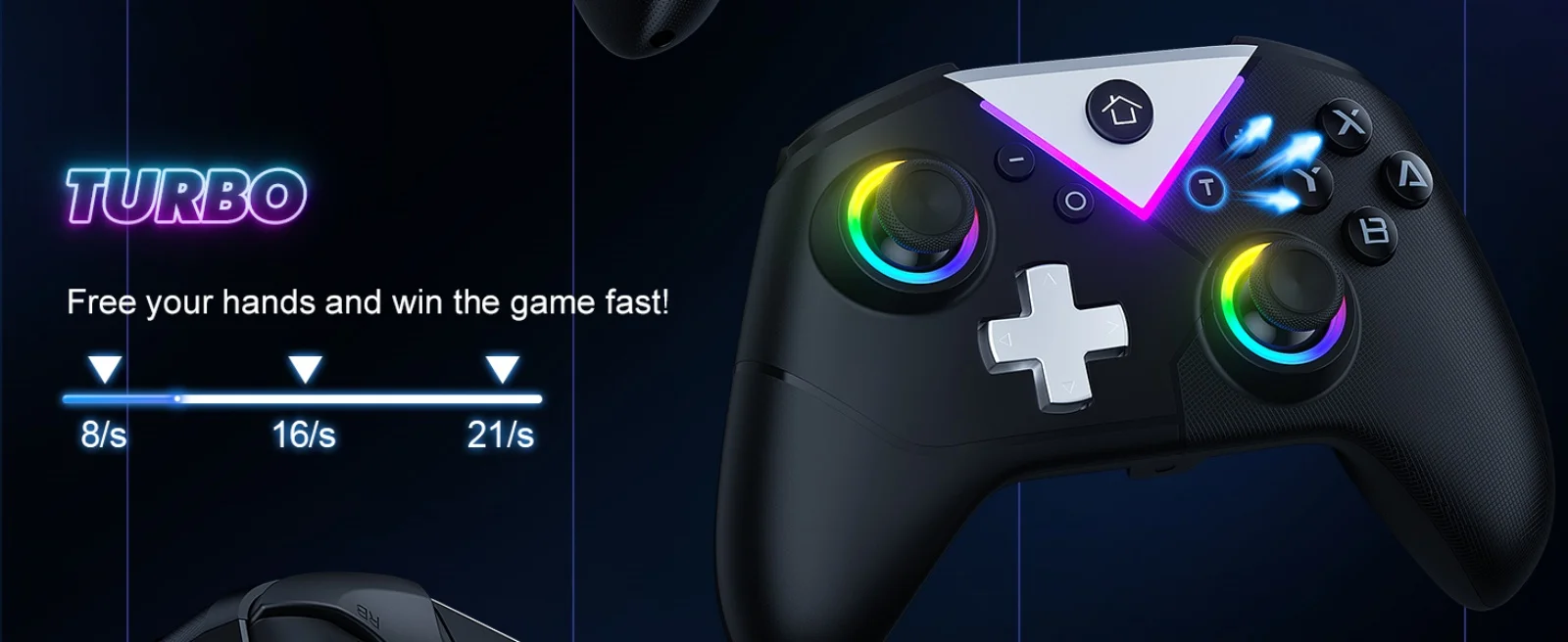 Spielcontroller für Switch Lite/OLED/PC/Steam, kabellose RGB-Gamepads mit Bluetooth, Hall-Effekt, Turbo-Funktion, Makrofunktion, 6 Gyro-Achsen, zwei Vibrationsmotoren. – Detail 6