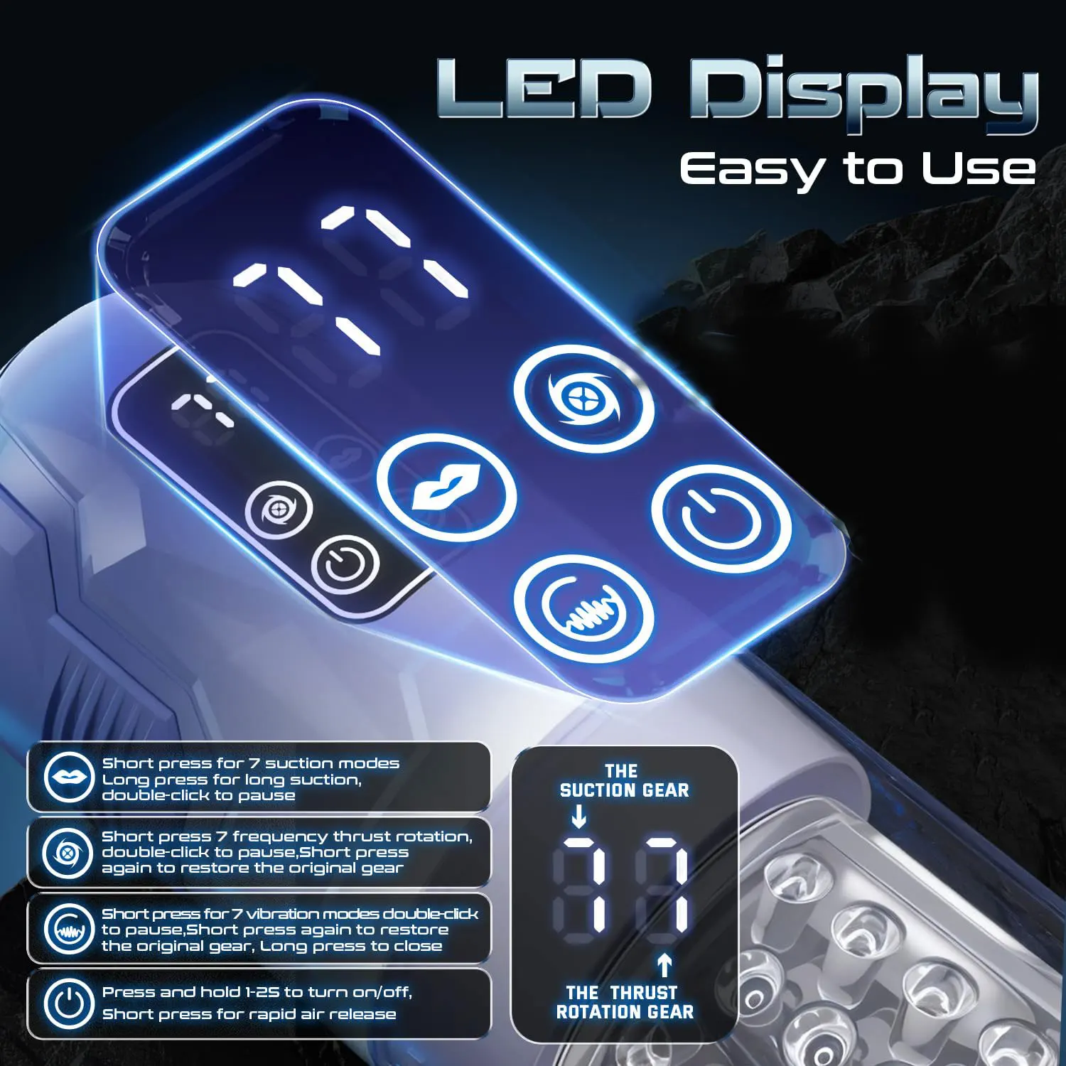 LCD Automatic Sucking Male Masturbator Penis Pump Water SPA Real Pocket Pussy Stroker Thrusting Rotating Licking Sex Toy for Men - Image 5
