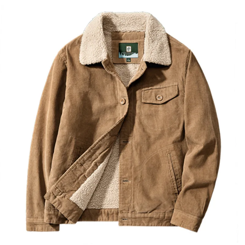 

Corduroy Tooling Casual Parka Korean Fashion Solid Color Cotton Jacket Men Winter Plus Velvet Jacket High Quality Jackets Parkas