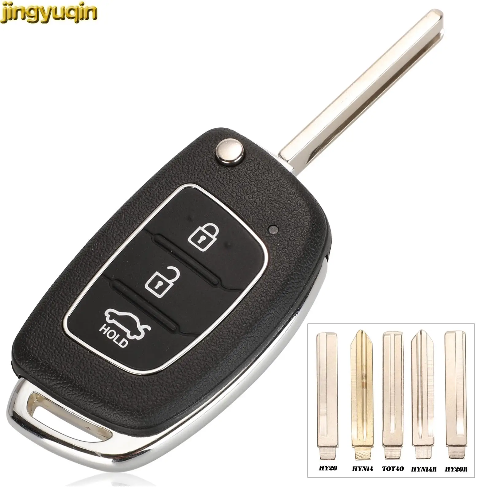 Jingyuqin Flip Remote Key Shell For Hyundai HB20 Santa Fe I20/30/45 IX35/45 Mistra Accent I40 Solaris Elantra Verna Anahtar 3/4B