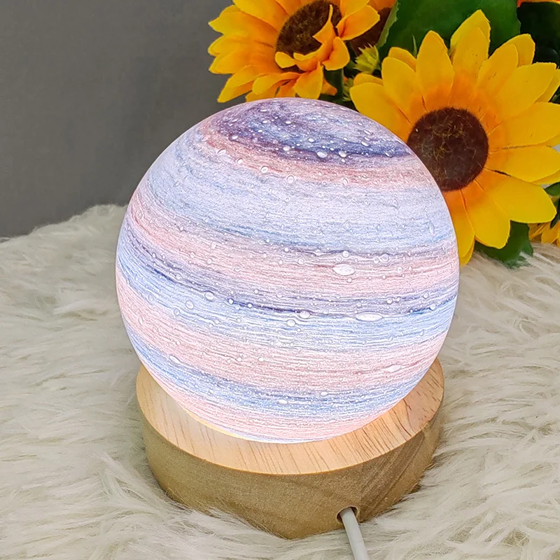 Planet spherical glass night light USB power supply, starry fantasy romantic LED table lamp can be dimmed children's room holida