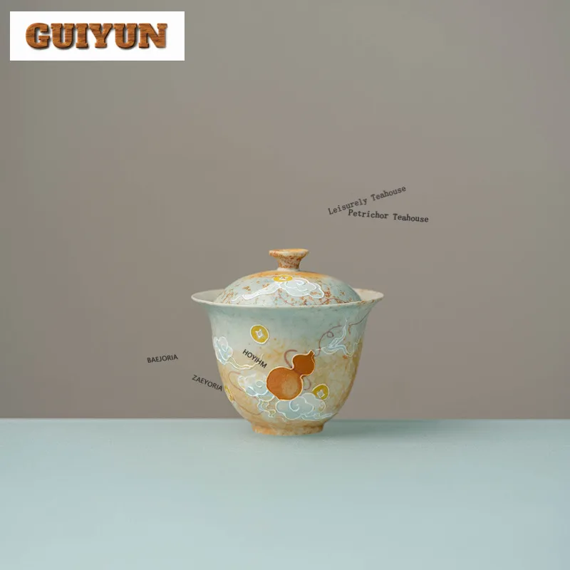 

170ml Hand-painted Cloud Gourd Gaiwan Japanese Tea Tureen Tea Bowl With Lid Kit Tea Maker Cover Bowl Chinese Tea Set Ornaments