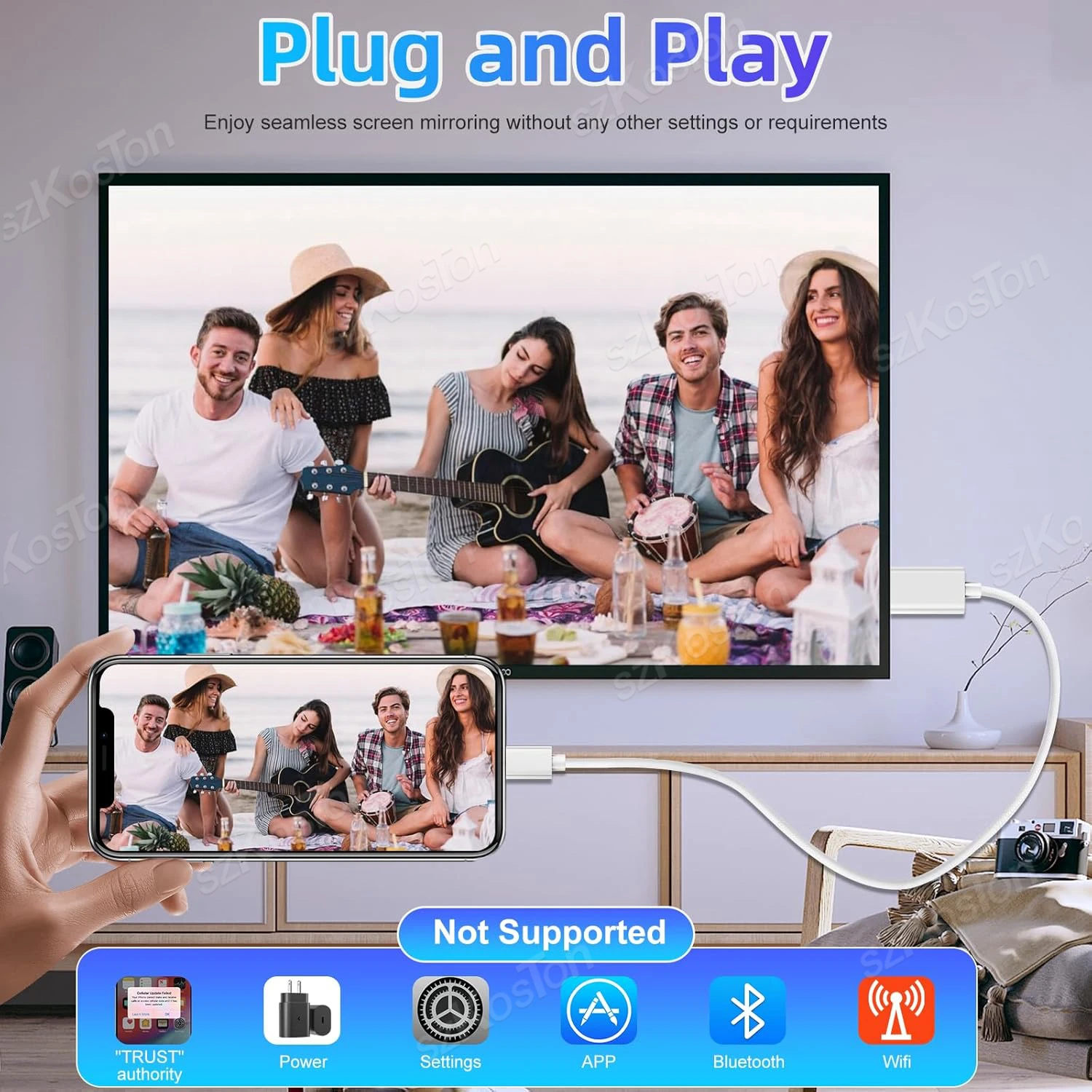 كابل 1080P HDTV لهاتف iPhone 14 13 12 11 كابل Lightnning إلى HDMI متوافق مع محول AV الرقمي عالي الدقة موصل شاشة المزامنة