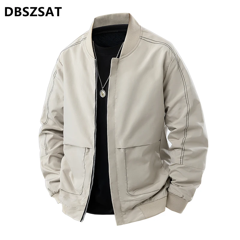 

Men's Autumn Stand Collar Jacket Casual Plus Size New Spring Fashion Outdoor Jacket Coat Classic Solid Color Sports Men Jacket