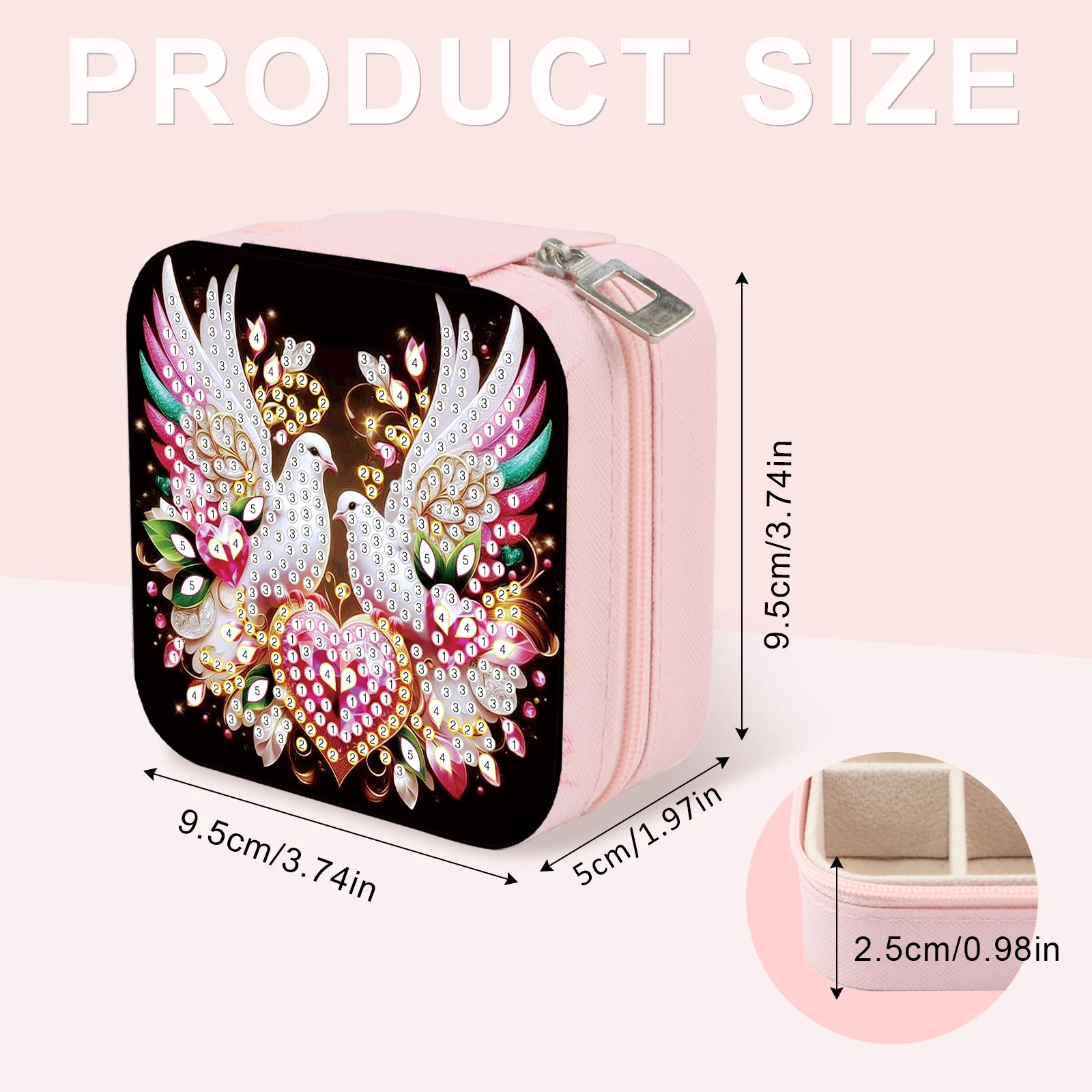 Diamond Art Painting Jewelry Organizer Box kit,DIY Pigeon Jewelry Box for Adults, Portable Jewelry Case Jewelry storage Gifts - view 3