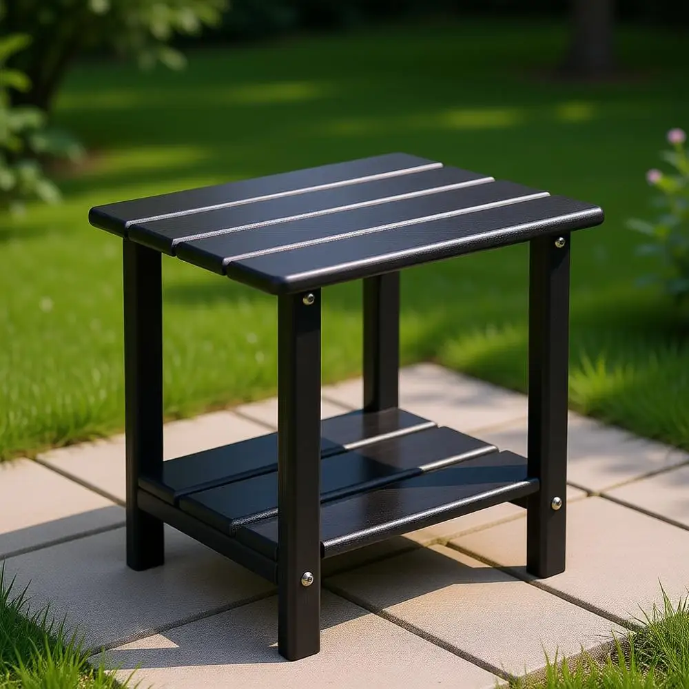 

Двухуровневый прочный приставной столик для патио, устойчивый к атмосферным воздействиям, для бассейна, веранды, 16,5 дюймов, цельный