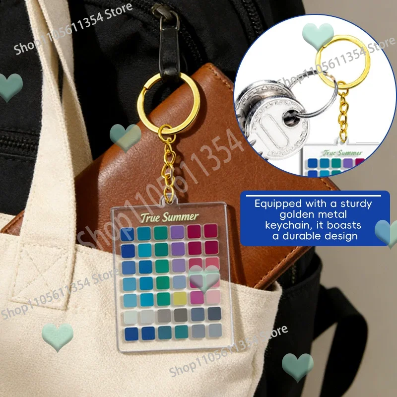 Unique Season Themed Keychain, Summer Chromatogram Pattern Acrylic Keyring Accessory for Bag Purses