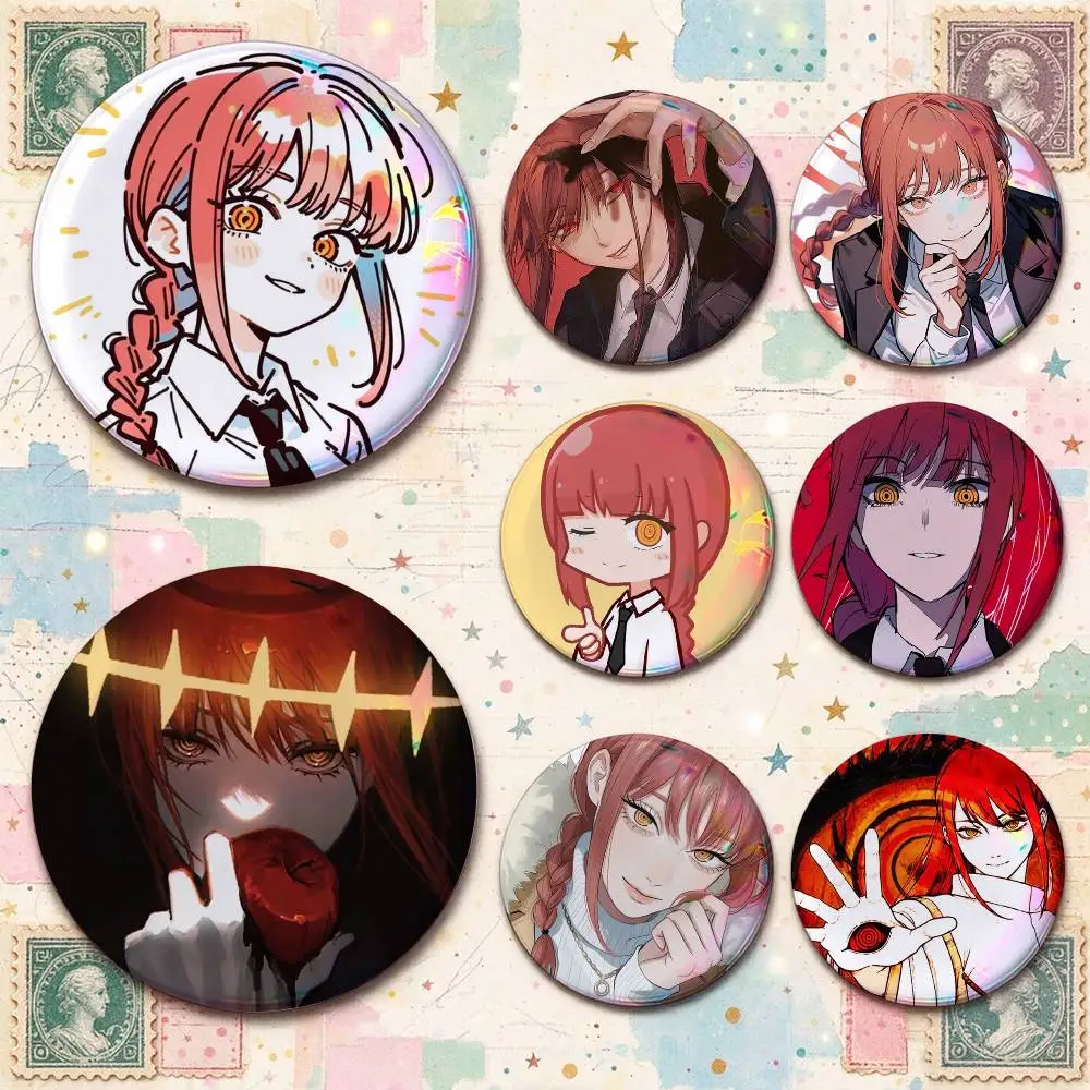 Chainsaw Man Makima Enamel Pin Tinplate Round Brooch Cosplay Nijigen Otaku Culture Badge 25mm 32mm 44mm 58mm