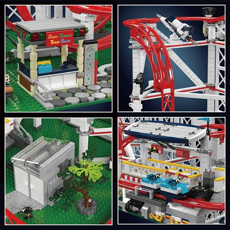Mold King 11014 Motorized Roller Coaster Building Blocks Assembly Technic Roller Coaster Toy Model Birthday Christmas Gift